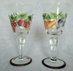 2 Country Orchard Goblets by Gibson (Fruit Design)