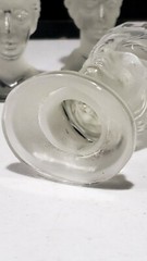 Set of 4- Antique Frosted Lady Face Shaped Glass Liqueur Cordial Shot Glasses