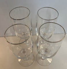 Vintage Stemware Wine Glasses Platinum Rim set of 4