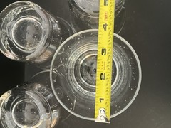 Old Fashion Footed Clear Bubble Glasses, Set Of 4, 3.75” Tall