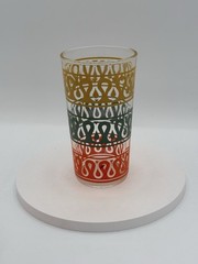 Set of 3 Multicolor vintage Continental Can Co. Geometric Pattern Glass Tumblers