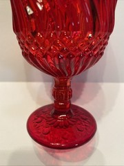 Vintage LG Wright Wine Glass 1960 Ruby Red Jersey Swirl Barware 4.25” T 2.5” W
