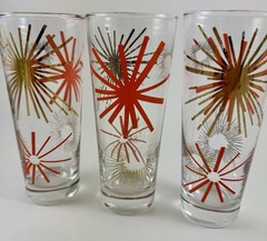 MCM Set 5 ATOMIC ASTERISK Highball Glasses Bartlett Collins Russel Wright