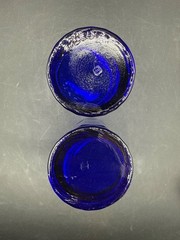 Pair Of 2 Vintage Anchor Hocking Cobalt Blue Glasses 6.5″ Tall Ribbed Design