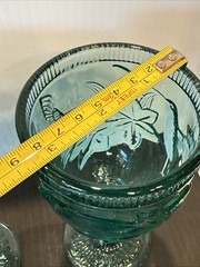 Water / Wine Glasses Embossed Hummingbird Teal Green Set of 2