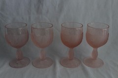 4 Taitu Of Italy Pink Frosted Small Wine Goblets Glasses 5 1/8” H, 2.5” Diameter