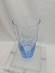 Libbey Vintage Embossed Ice Blue IRIS Tumbler Spring Easter