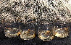 Ned Smith 22K Gold Rim Waterfowl DOF Double Old-Fashioned Glasses, 13.5-Ounce, A