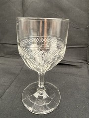 Antique EAPG Dewdrop Band Goblet Clear Pressed Glass c1880 Victorian