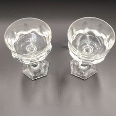 Set of 2 Clear Glass Stemmed Goblets, Hexagon Shape villeroy boch crystal