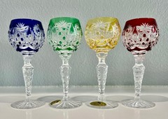 4 MADELYN MULTI COLOR CASED CUT TO CLEAR 5″ WINE CORDIAL LIQUERS STORE CLOSING