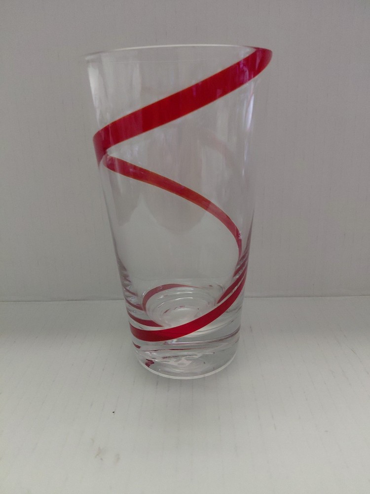 Highball Tumbler Glass PIER 1 Imports SWIRLINE RED 16 oz Retired 6.5″ Hand Blown