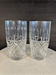 Heavy Crystal 5.75” Tall Highball Water Glasses Diamond & Vertical Cuts Set of 4