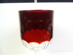 EAPG US Glass Miotin Colonial Ruby Stain Antique 6″ Souvenir Goblet 1900-1915
