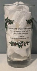 Vintage Indiana Glass 12 Days of Christmas Glass 2nd Day Two Turtle Doves 12oz