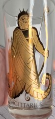 Sagittarius Zodiac Glass Tumbler Gold Vtg Highball 5 1/2″ Astrological Birthday