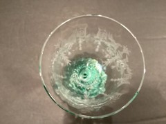 Central Glass Harding Green and Crystal 7 1/2″ Water Goblet (7 available)