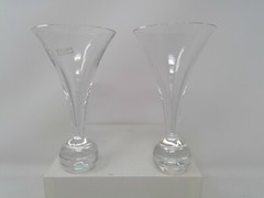 Pair of 6 5/8″ St Saint Louis Crystal France Ball Base Martini Glasses