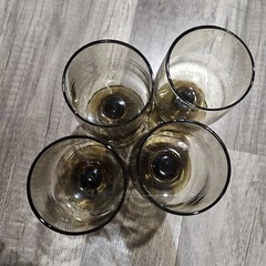 Libbey Tawny Accent Water/Wine Pedestal Glasses Goblets Vintage Smoke Brown *