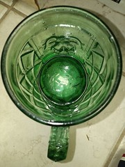 Vintage Pulque Aqua Light Green Chivo Goat Drinking Glass Goblet Mug Mexico