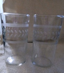 Vtg Anchor Hocking Lot Of 2 Clear With White Etching