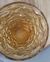 VTG Anchor Hocking Amber Gold Lido Milano Crinkle Drinking Glass 12 Oz Bumpy MCM