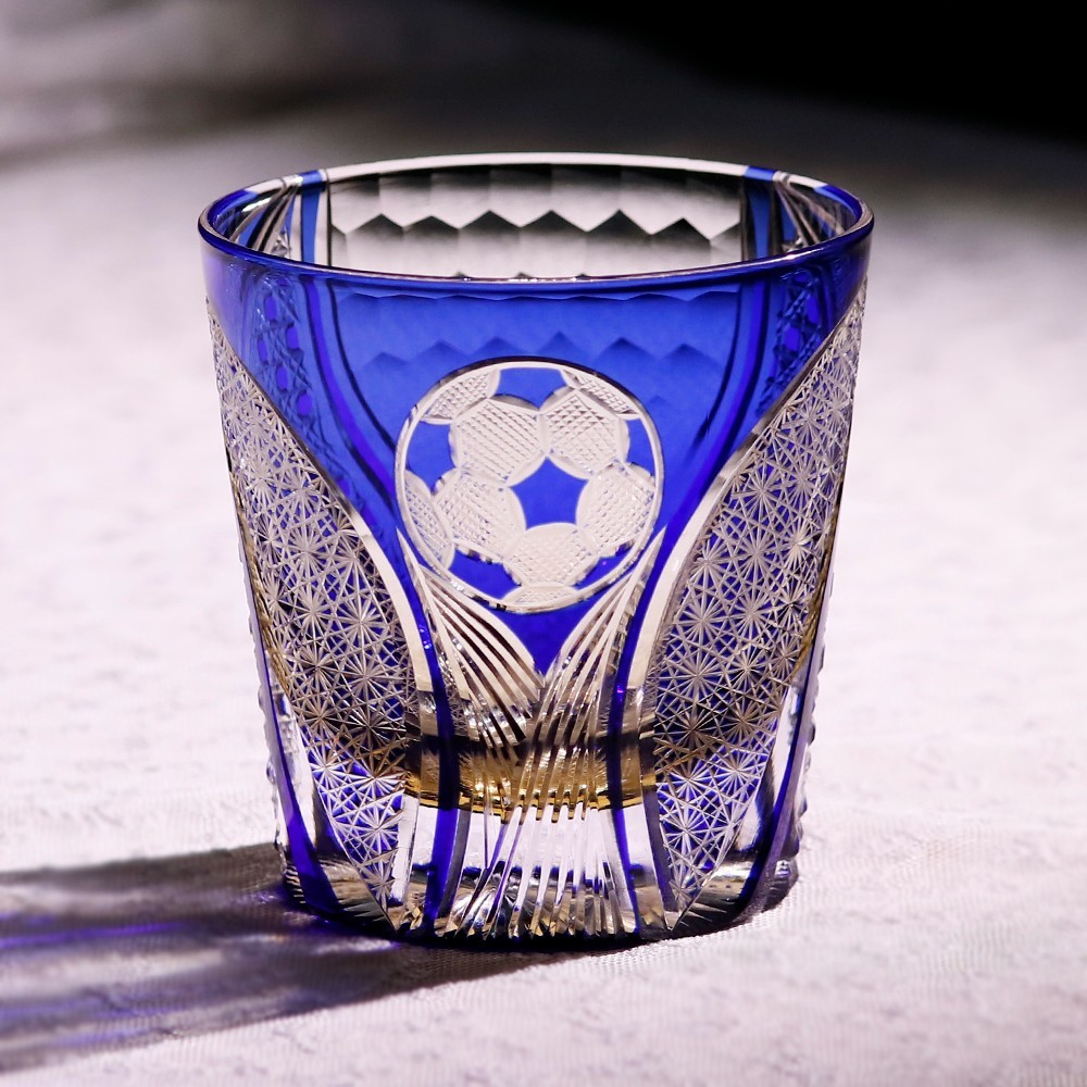 2026 World Cup Themed Blue Trophy Inspired Crystal Glass Whiskey Tumbler 11.6oz