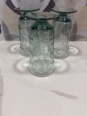 Set of 3 Mikasa Studio Nova ADIRONDACK Green Footed Iced Tea Glasses 6.75”h