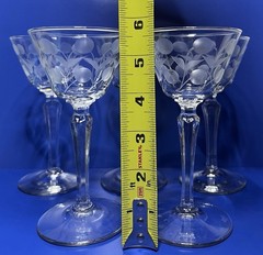 Vtg Libbey CARLTON DOTS Set (5) Liquor Cocktail 5-5/8” Clear Glasses Etched 1955