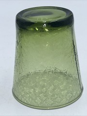 Vintage MCM Juice Or Rocks Glass Fire And Light Crackle Spaghetti Crackle ???