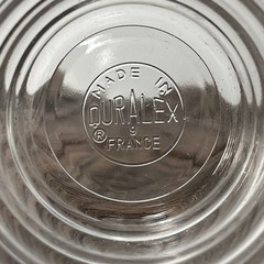 Duralex Clear Pressed Glass Ribbed Small Round Drinking Glass France 3’ X 2.75’