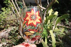 Pier 1 Carynthum Wine/Water Goblet (s) Glassware 9 » Autumn Colors Large Flower