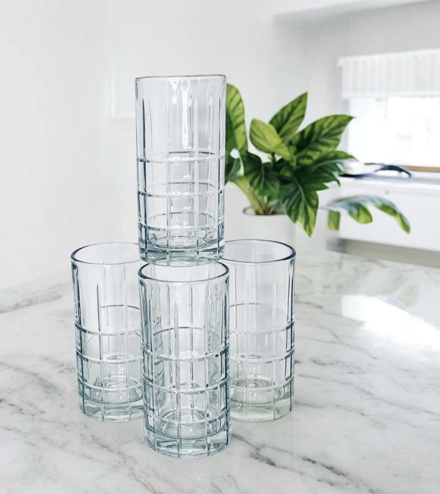 Set of 4 Anchor Hocking TARTAN MANCHESTER CLEAR 6 1/8” Iced Tea Glasses NEW