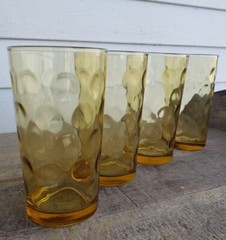 5¼» Continental Can Co/Hazel Atlas Eldorado Amber Optic Tumblers Set of 4 NICE!