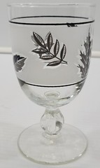 *MM) Set of 4 Libbey Glass Company Silver Foliage Leaves Stem Water Goblets 3003