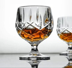 Criss Cross Crystal Cognac Glasses Heavy Cut Bohemia Brandy Snifter Set of 2
