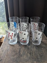 MCM Casino Poker Playing Card Highball Tumbler Glassware 8 oz Glasses Set of 6