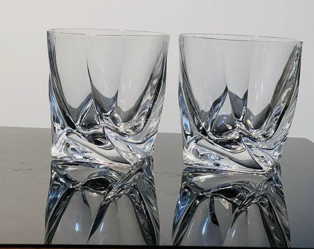 2Marked Mikasa Motion Double Old Fashioned Crystal Whiskey Glasses Discontinued