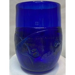 Frederick Warren Studio Art Glass Tumbler Handblown Glass Cup Blue 1993