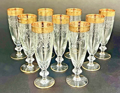 5 Crystal Gold Rim 4 7/8″ Highball Glasses Studio Crystal Renaissance Collection
