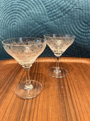 Unknown Liquor Glasses/ Etched Geometric Design – Optic – 2 – 4”