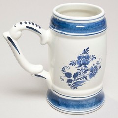 Delft Blauw Handpainted Pottery Stein Bug Made in Holland Blue/White Windmill