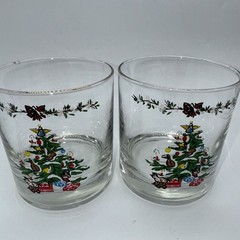 Vintage Christmas-themed lowball Rocks glasses, 1980’s
