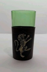 Vintage Barware Green Glass Leather Wrapped MCM Replacement