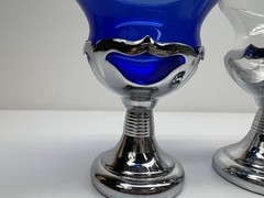 Krome Kraft Cambridge Glass & Chrome Cocktail Glasses Blue amethyst clear-3