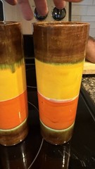 Vintage 1970s Ceramic Highball Tumbler Glasses Set of 4 B Drip Glaze 8”