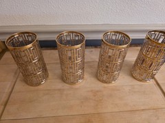 Soji 5.6 in MCM Imperial 22 Carat Trellis Gold Highball Glasses – Set of 4