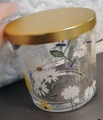 Daisy Glass Jar With Lid Embossed With Daisies Trinket Container