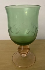 Replacement Vintage Pfaltzgraff Napoli Pink Green Goblet Etched 16 Oz. /Glass