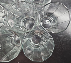 (7) Anchor Hocking Essex Clear 14 Oz Tumblers Set Octagonal Drinking Glasses Lot